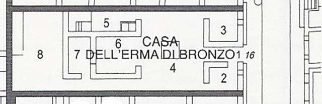 Plan of Casa dell' Erma di Bronzo or House of the Bronze Herm. 

See Pesando F. and Guidobaldi M. P., 2006. Pompeii, Oplontis Ercolano et Stabiae. Roma: Laterzi.